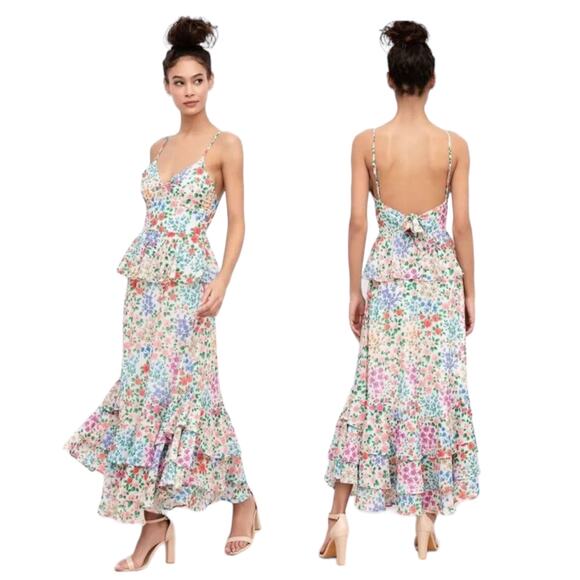Yumi Kim Kaia Floral Printed Ruffle Maxi Dress Kingston Garden Size 2 - Picture 3 of 12